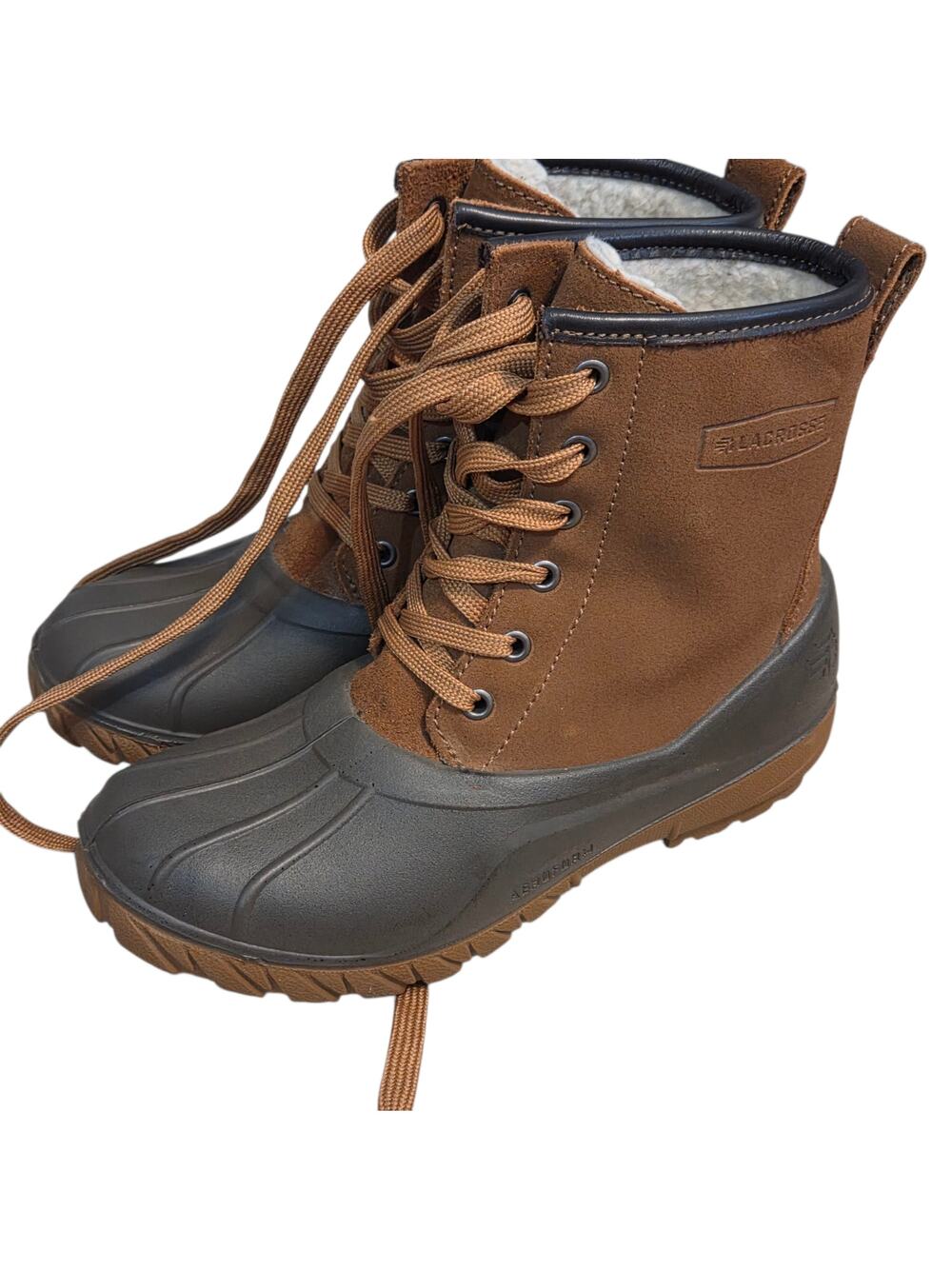 Lacrosse Women's Aero Timber Top Shearling Boots, Leather, 8" Rustic Brown sz 7